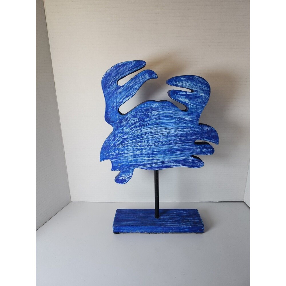 14" Tall Wooden Blue Crab Decoration